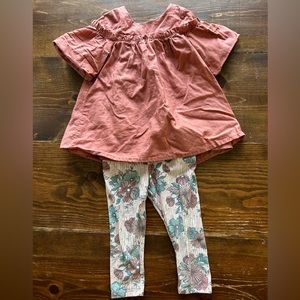 NWOT Rachel Zoe Toddler Girls 4T 2-piece Outfit for Spring Floral Coral Pink